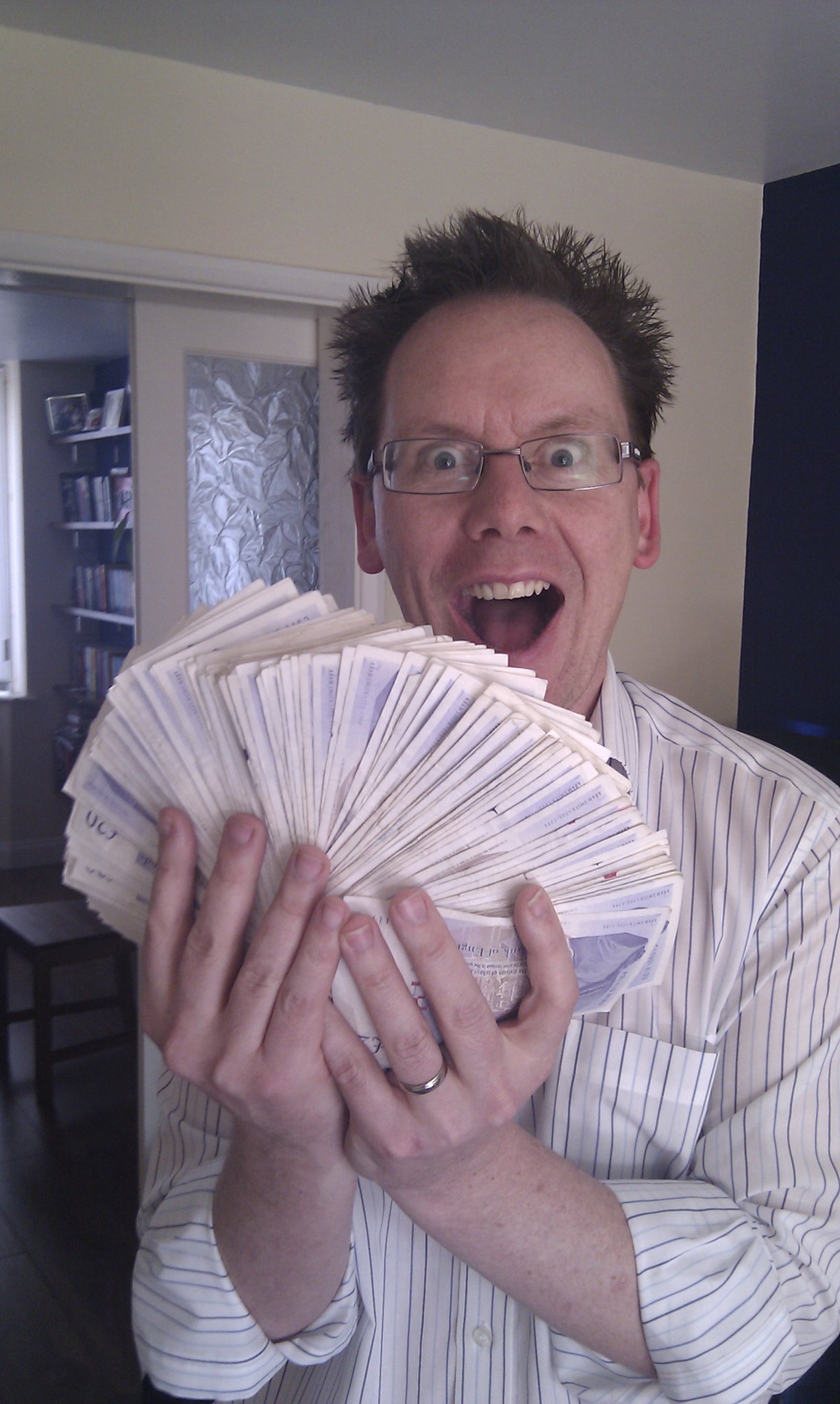 J with the money from sale