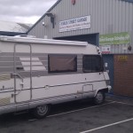 Motorhome heading for a service ahead of a year-long motorhome tour