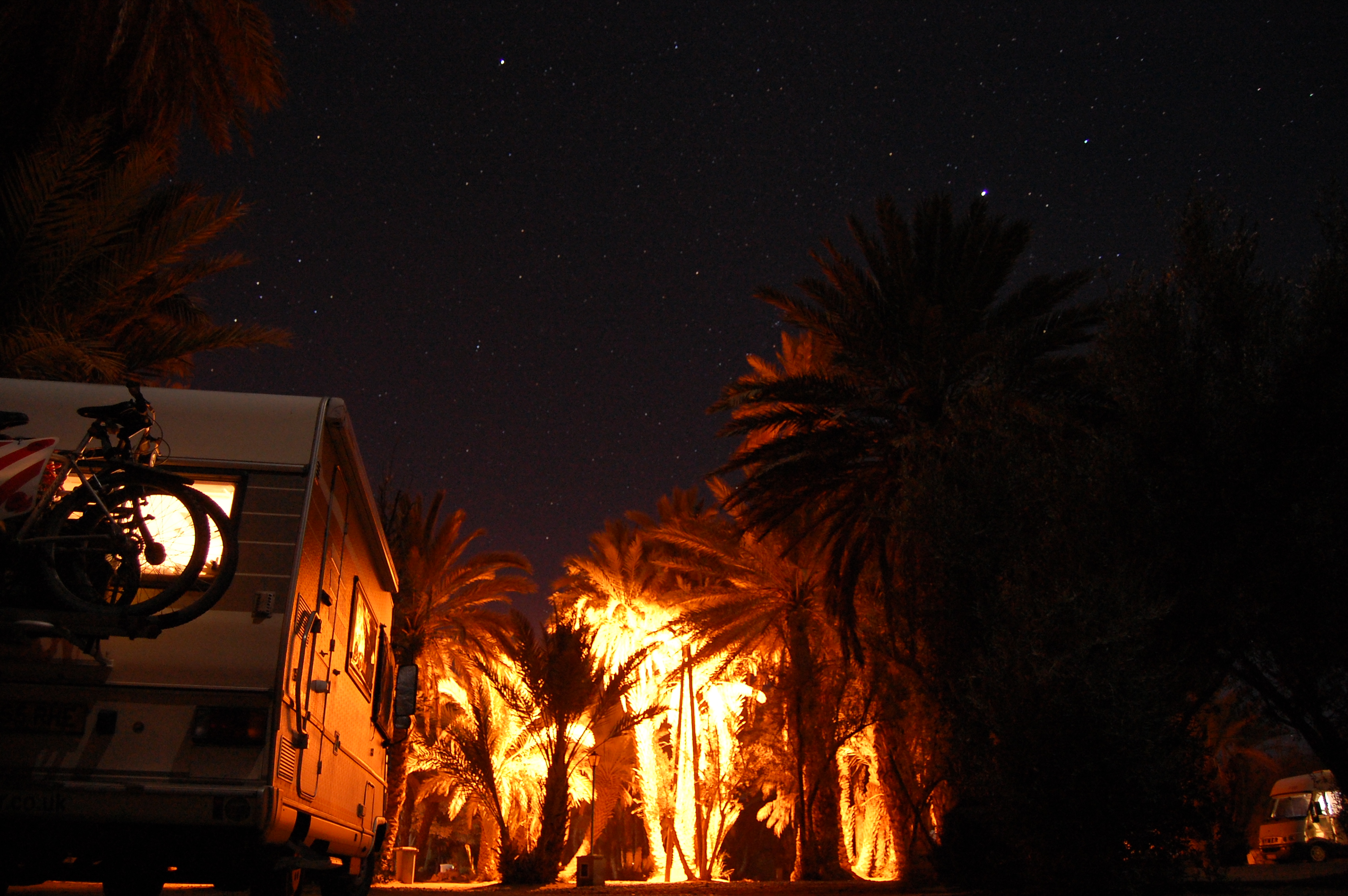 Motorhome and stars, Meski, Morocco