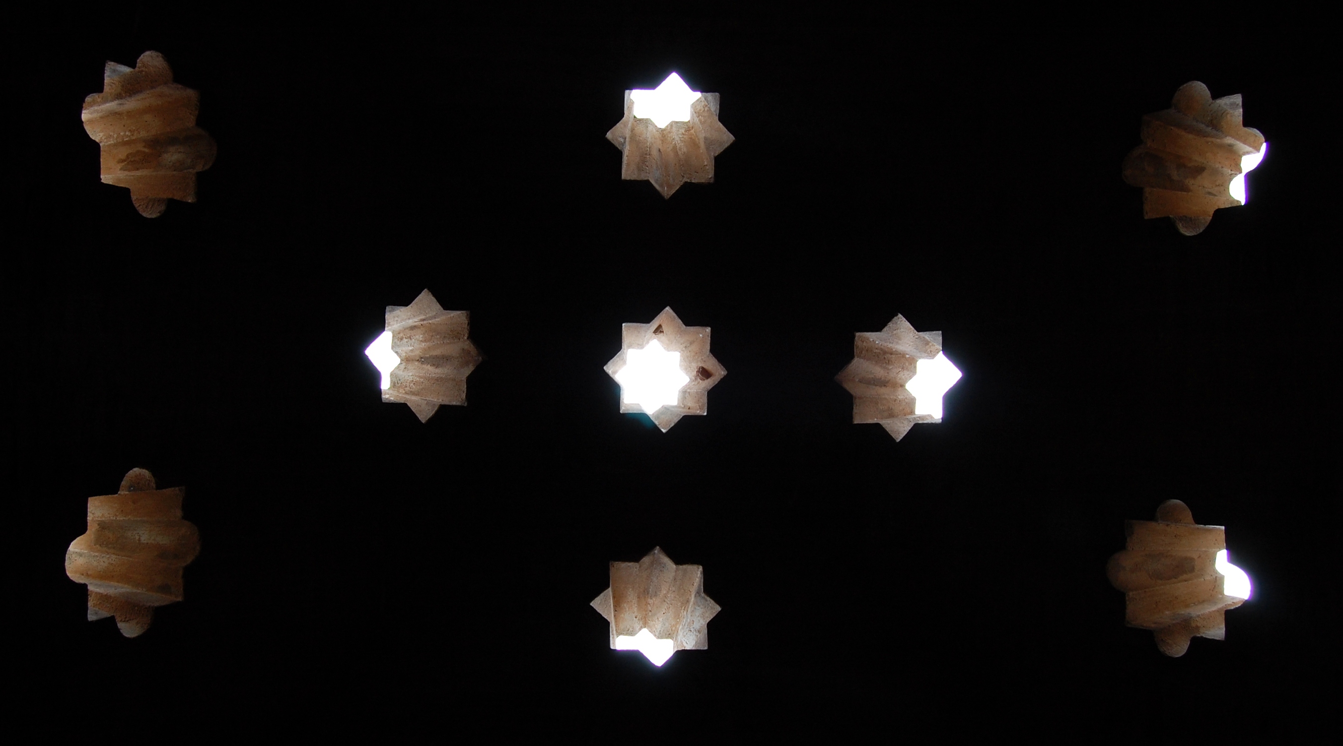 Ceiling in Mosque Baths, Alhambra, Granada, Spain