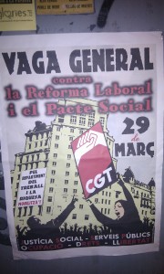 Poster for the General Strike across Spain on 29 March