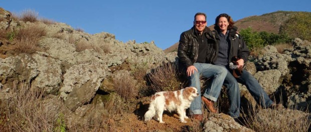 Chilling on a Vesuvius lava flow. Like walking on the waste from our old coal fire.