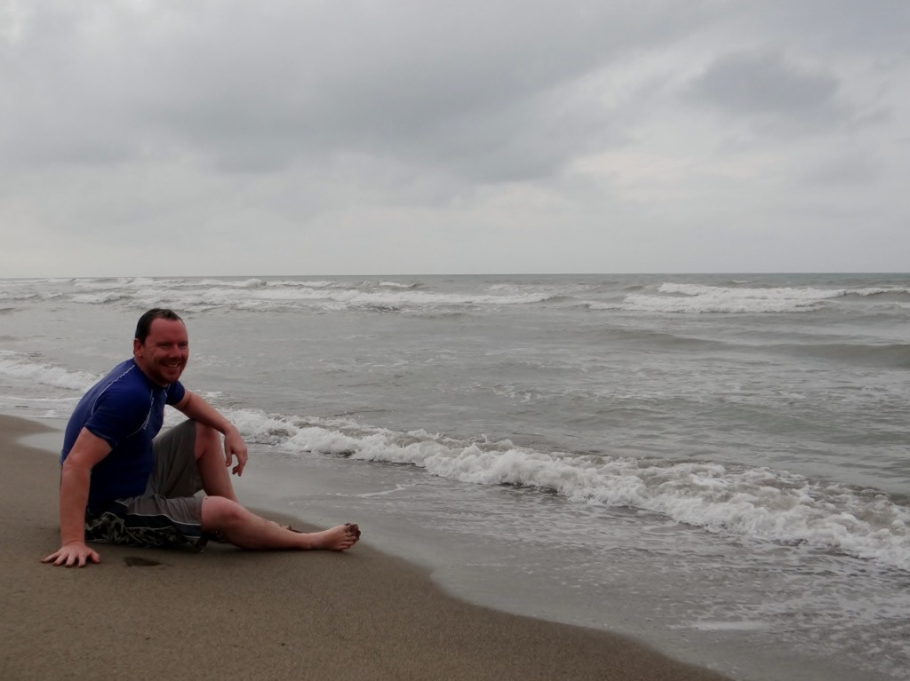 Jay resting after a tough morning swim