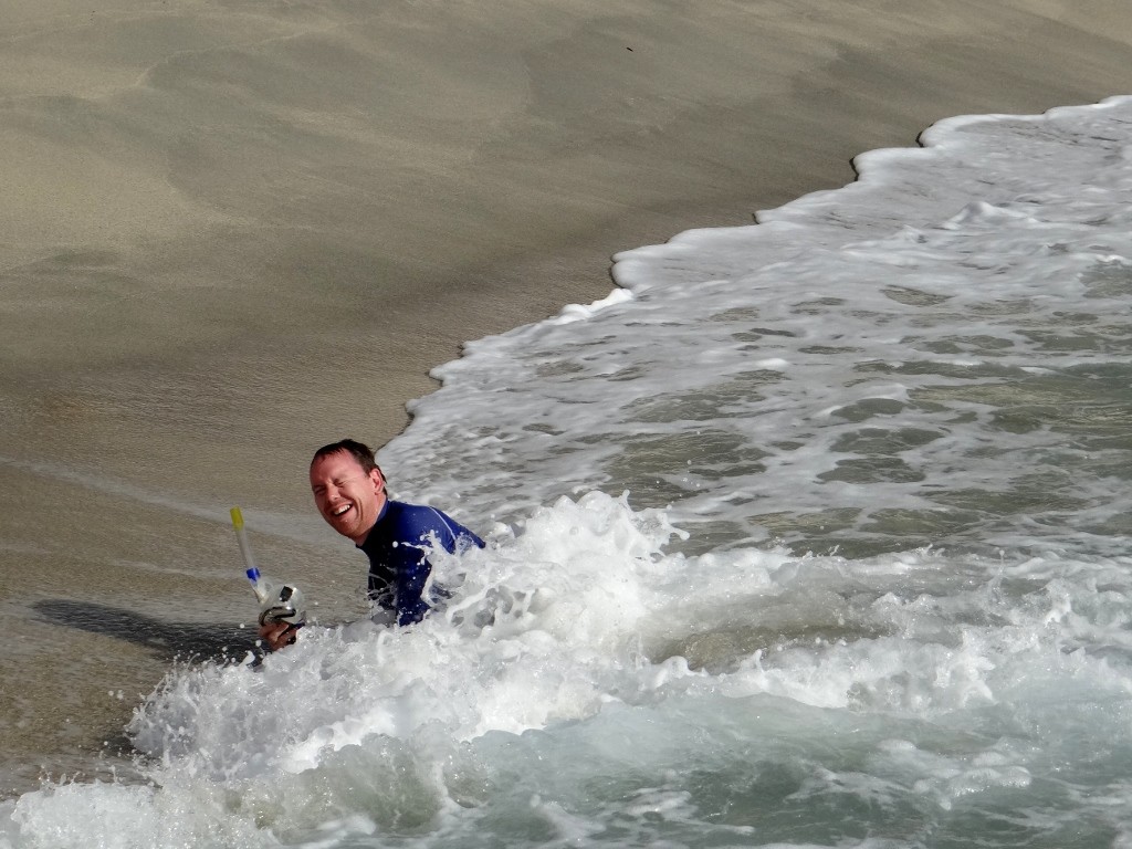 If only his exit from the water was as graceful!