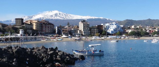 Etna having a crafty smoke above Giardini-Naxos