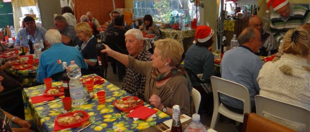 Our German neighbours pour out the wine, which tasted great, but not in my fragile state!