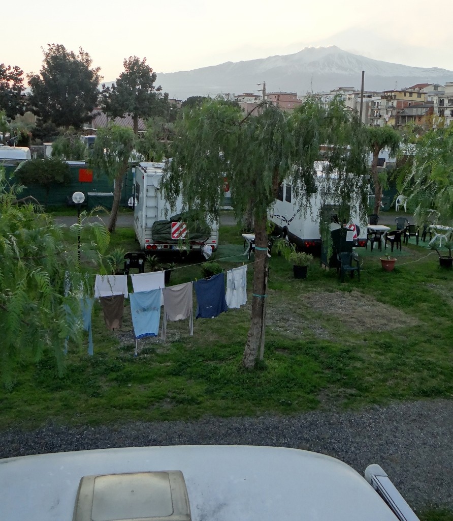 View of Etna (and our washing) from the top of the Helen's van