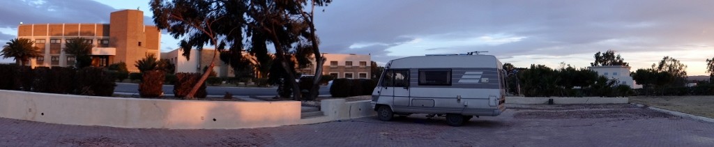 Parked up for the night outside the hotel
