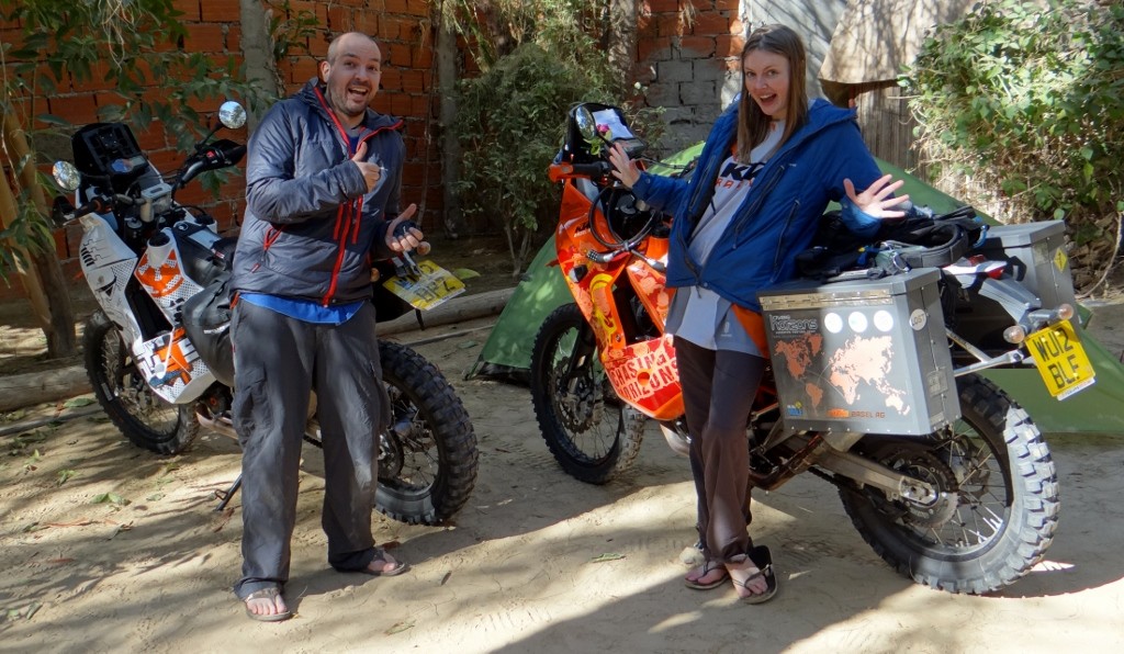 Sam and Clare with their kit - the crazy kids!