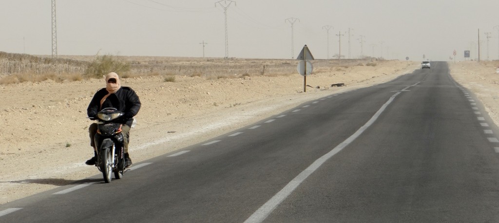 It takes a certain type of person to bike out here, a well wrapped up one!