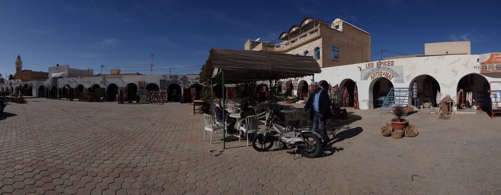 Our empty cafe in the square. The place is filling up with stalls now though, should look different tomorrow.