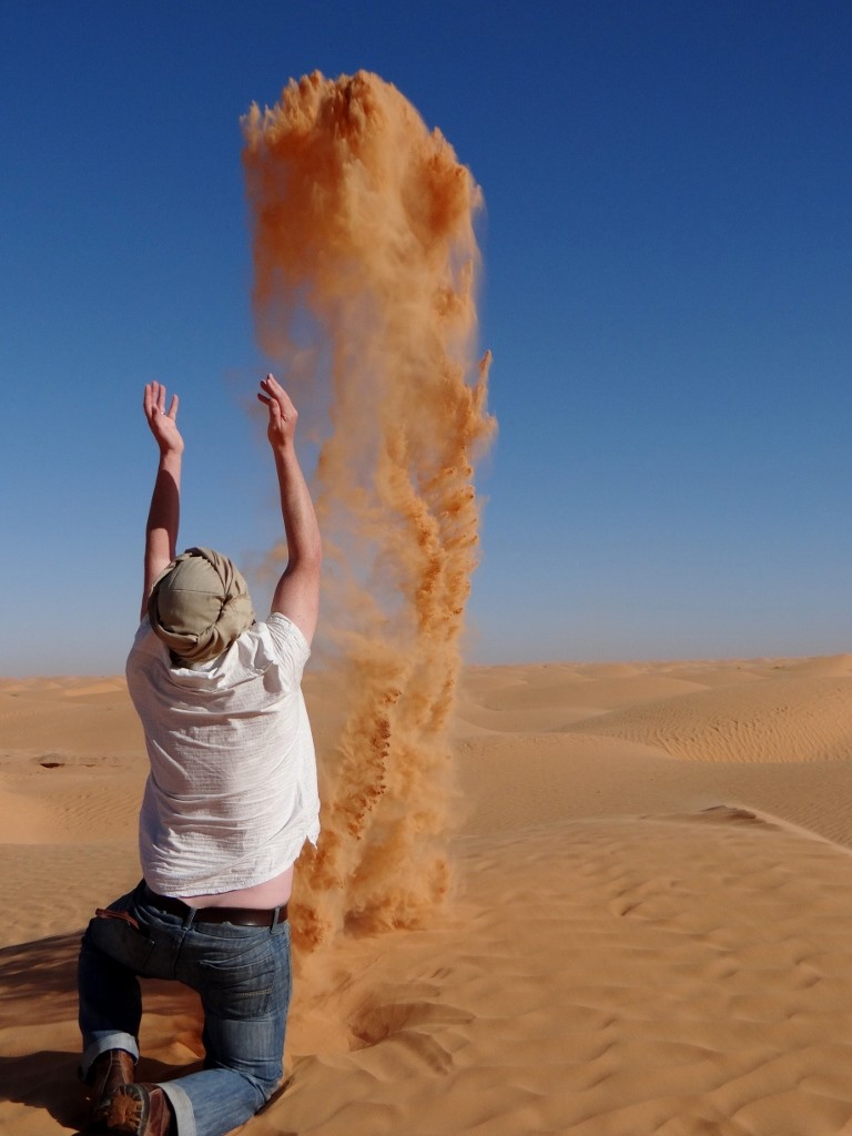 Jay begs the sand monster not to attack him