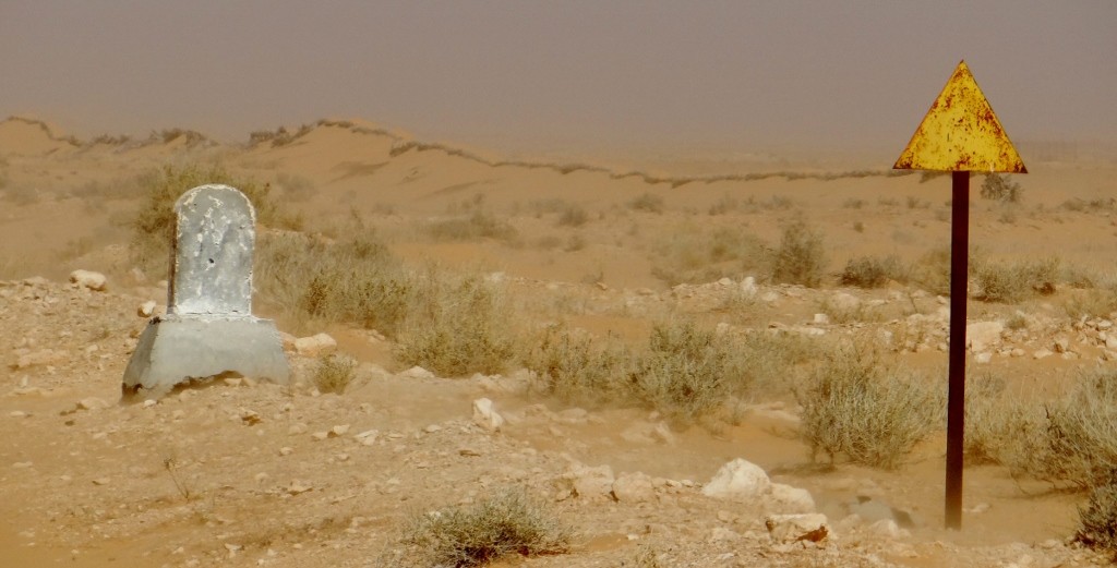 The road signs here don't last long thanks to the constant sand blasting