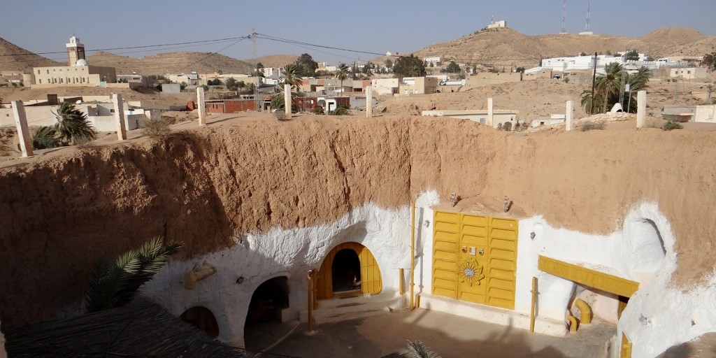 The illusion is shattered, Luke's house is in a town!