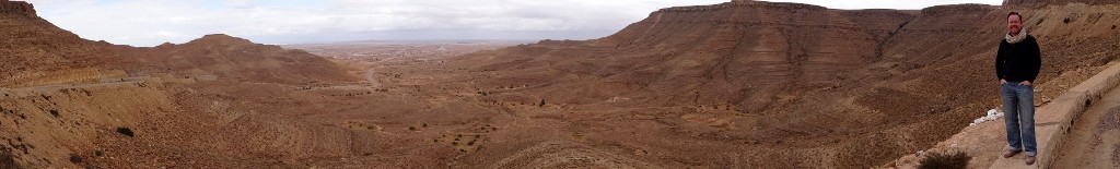 We climbed out of the valley onto the Jebel Haouaia mountains - the view back down to where we had come was breath taking