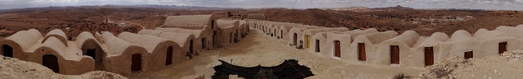 Perched on an escarpment the a sheer drop on three sides our second Ksar of the day Ksar Joumaa 