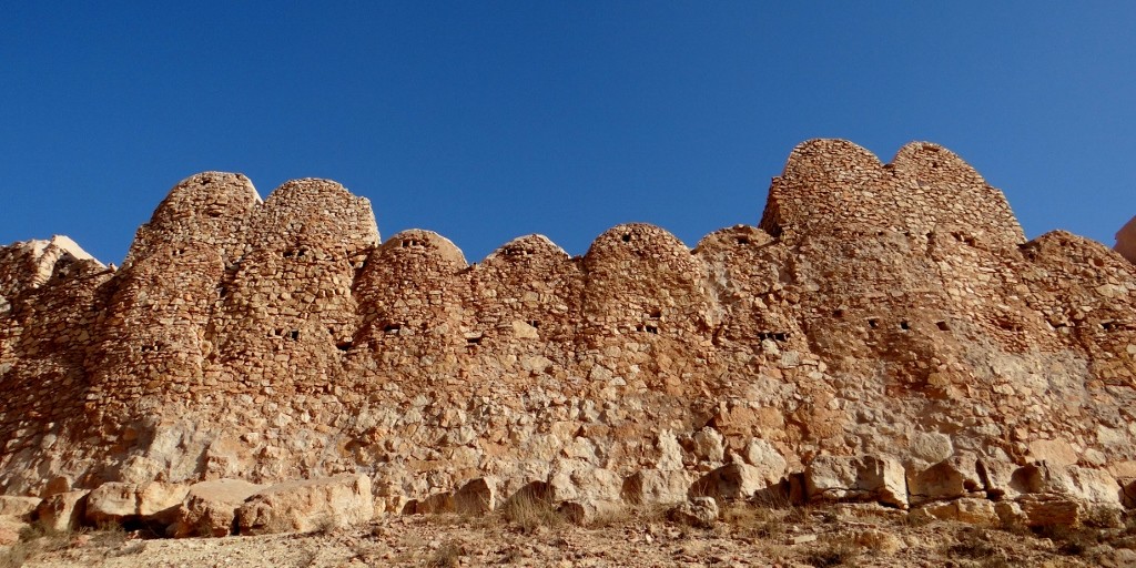 A bit further down the road to our fourth and final Ksar for today, Ksar Mourabtine. It sits on a hill overlooking the new town where all the people have moved to...