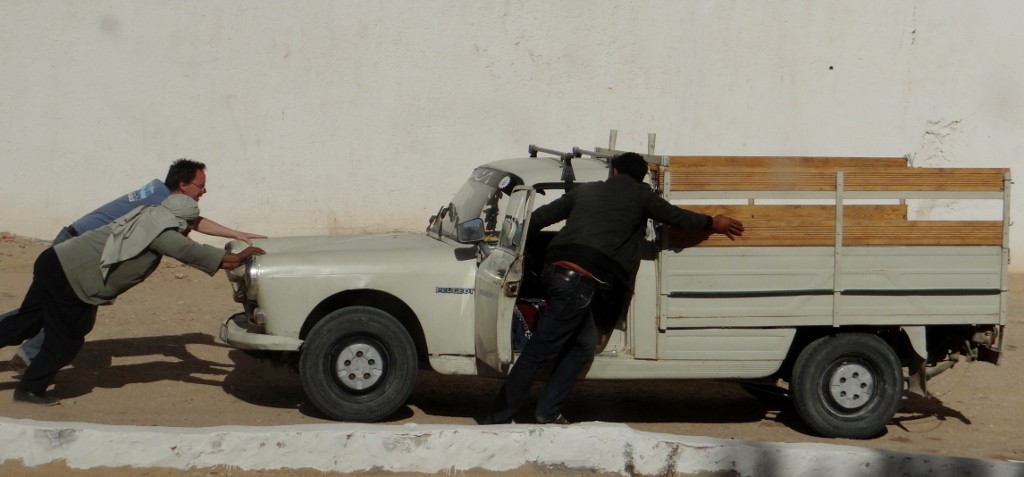 Jay helps with car push start three of the day - this one is in the hotel car park and the owner (who had had 'a couple of brews' in the bar) wandered around for four hours getting people to try and push start him. Eventually the bonnet was opened and a mechanic called to tow him away