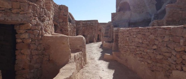 A crew of six or seven men were gradually rebuilding the place stone by stone. We could see them from from, tipping old rocks and sand from high above us, having us wonder if the path below was safe (it was).