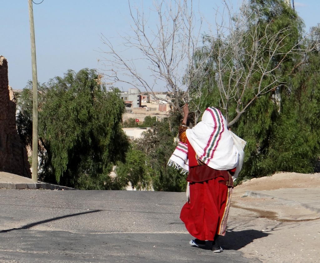 I have no idea why this woman was carrying half a dead tree around town!