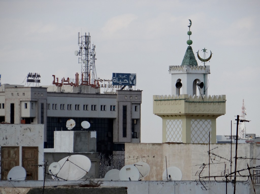 View from the Kasbah roof - telecoms and religion sit side by side