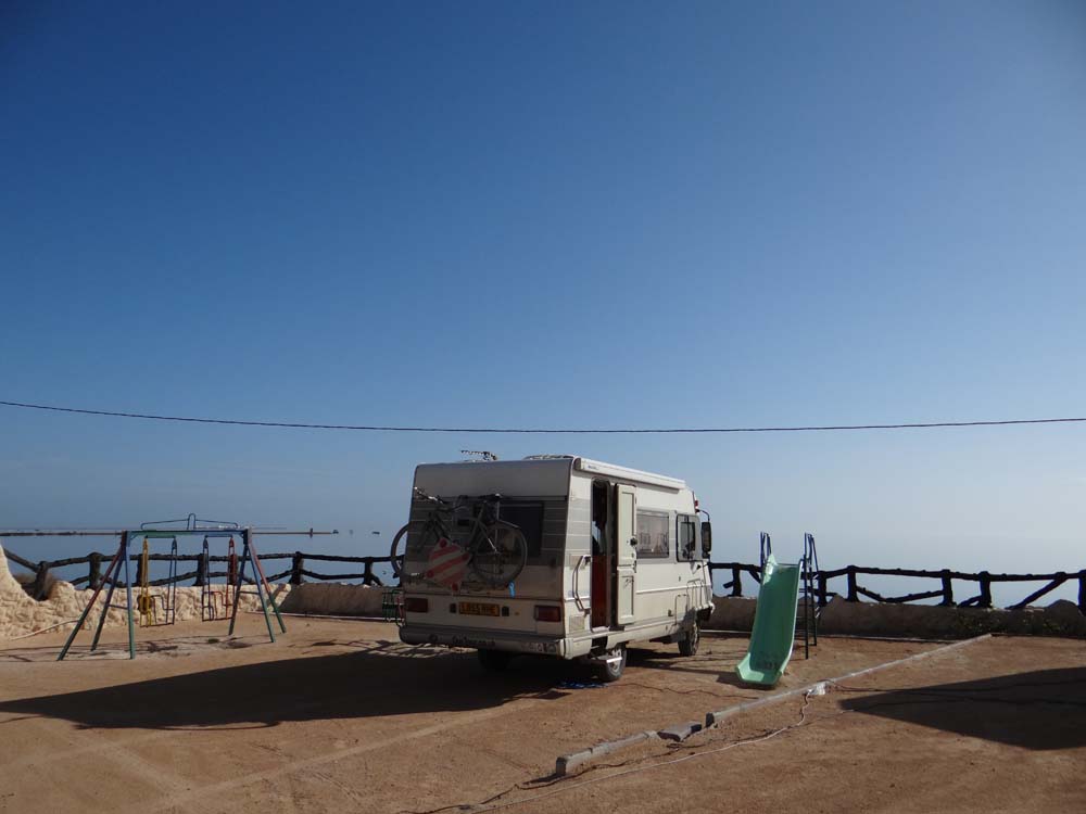 Dave at El Kahena camping, a fantastic stop-off in the middle of nowhere on the Tunisian east coast.