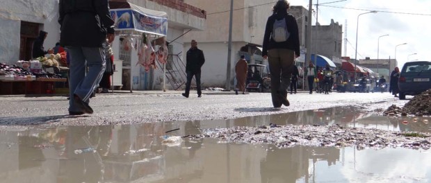 With no drainage, when it rains, the filth fills the streets.