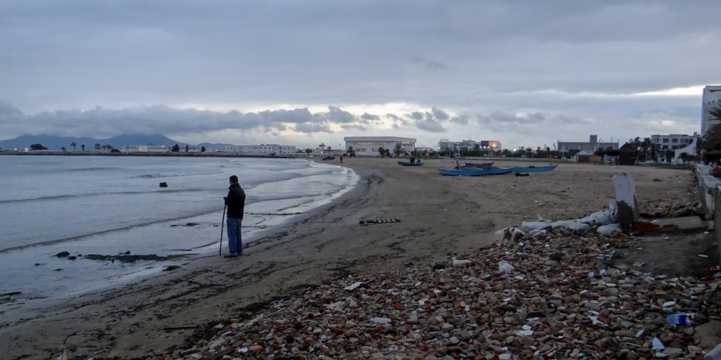 Last beach walk in La Goulette (not the cleanest  beach in Tunisia!)