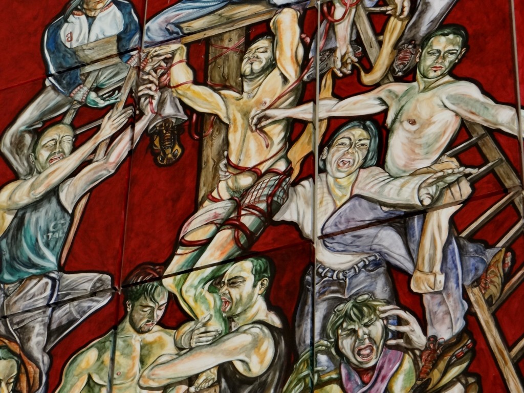 Modern art inside the church - at least their clothes look modern.