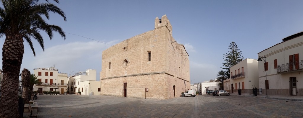 The church in San Vito, was built to protect from pirates - I think it would work!