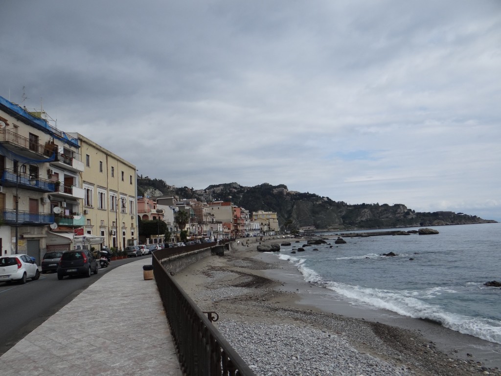 Giardini-Naxos on an overcast March Sunday.