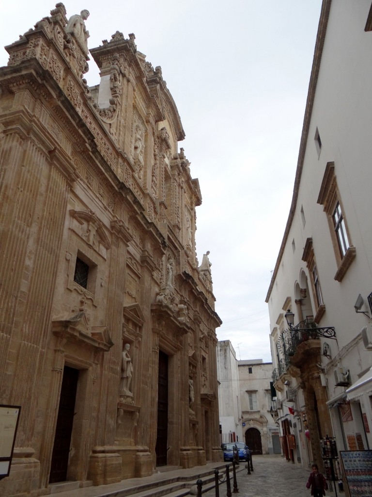The cathedral in Gallipoli has a beautifully carved front, only it's a tad close to the shops opposite