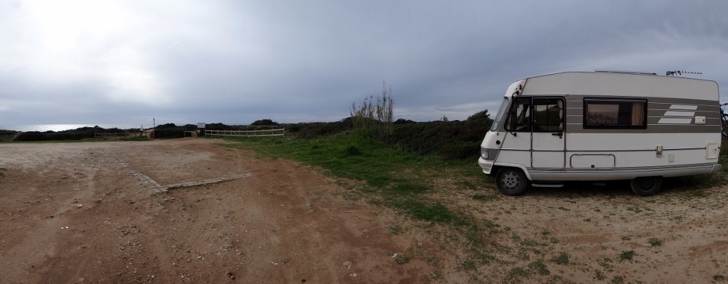 Tonight's kipping spot - Jay is just heading over to the beach on the right