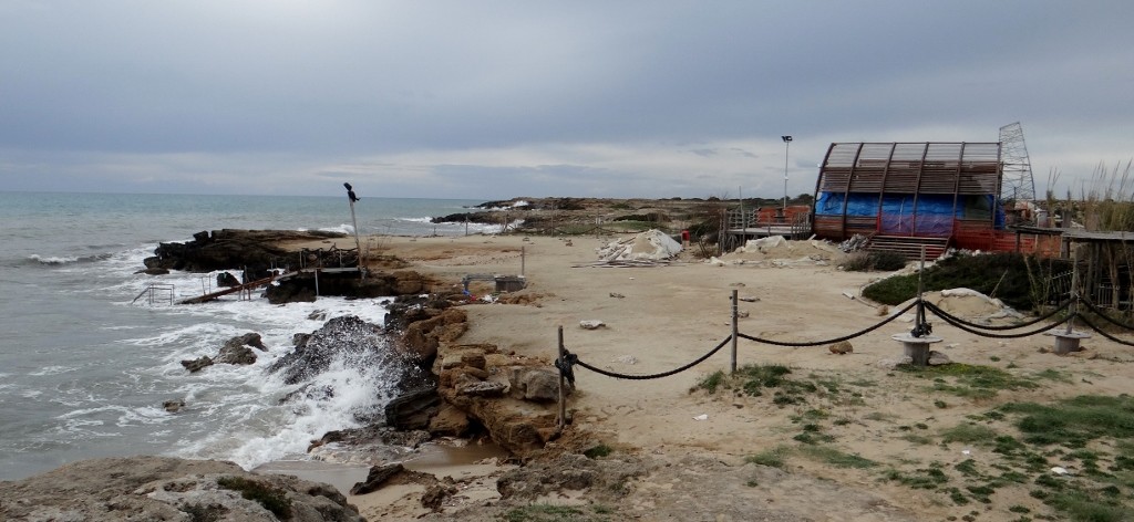 The beach at Cotriero all wrapped up for winter