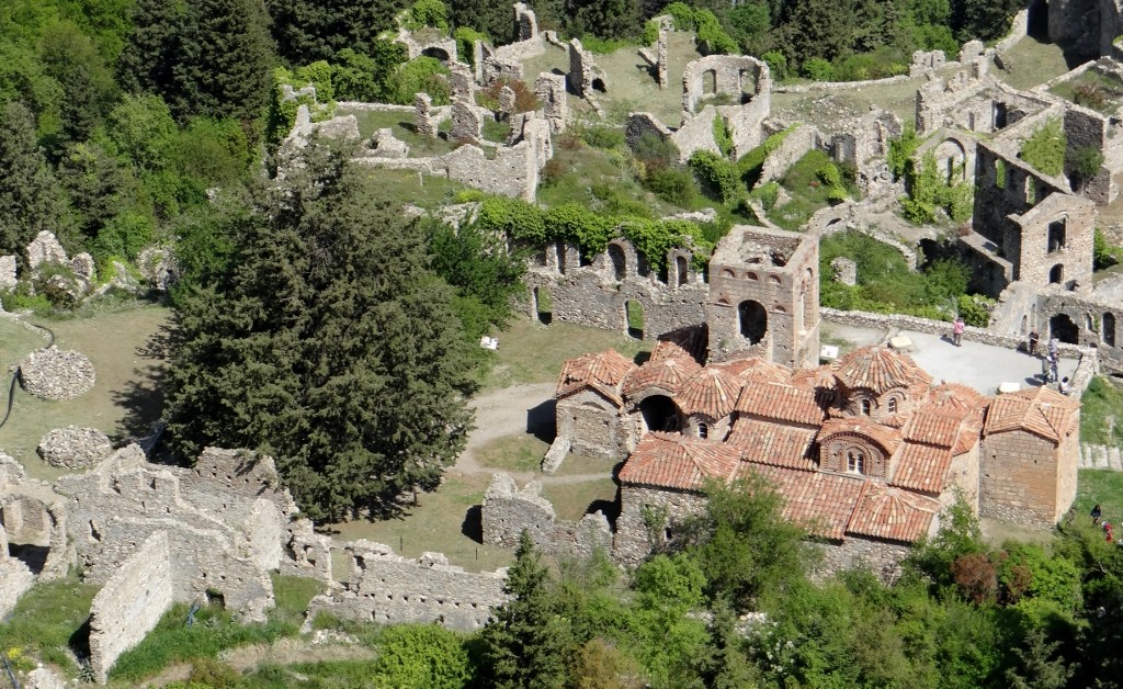 Looking down from the castle over St Sofia's church and ruins