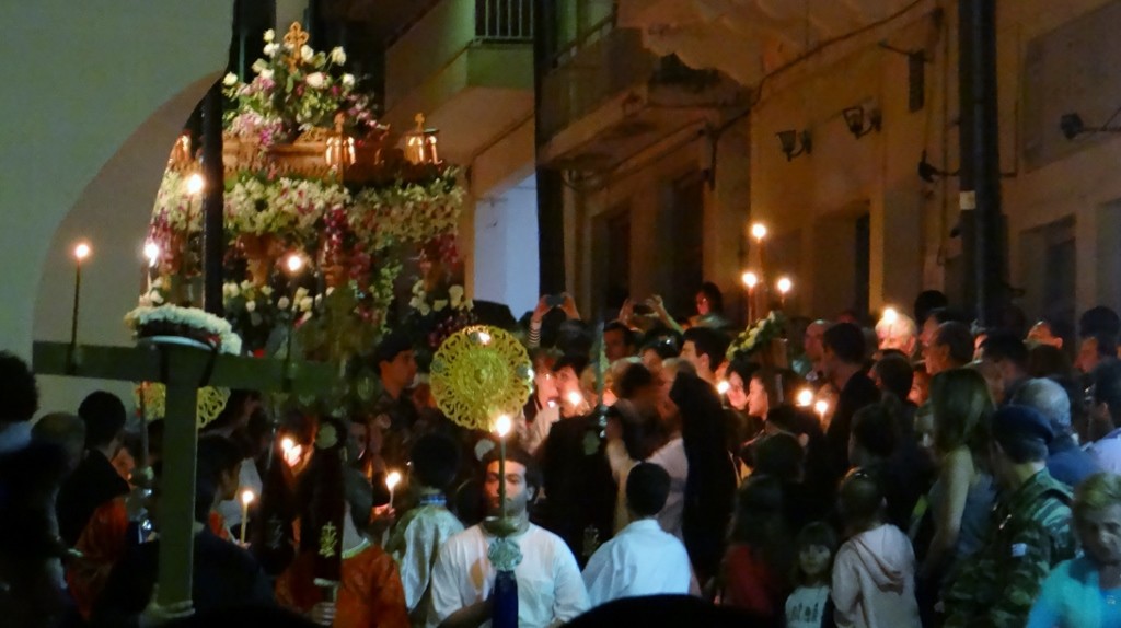 Waiting for the procession to begin
