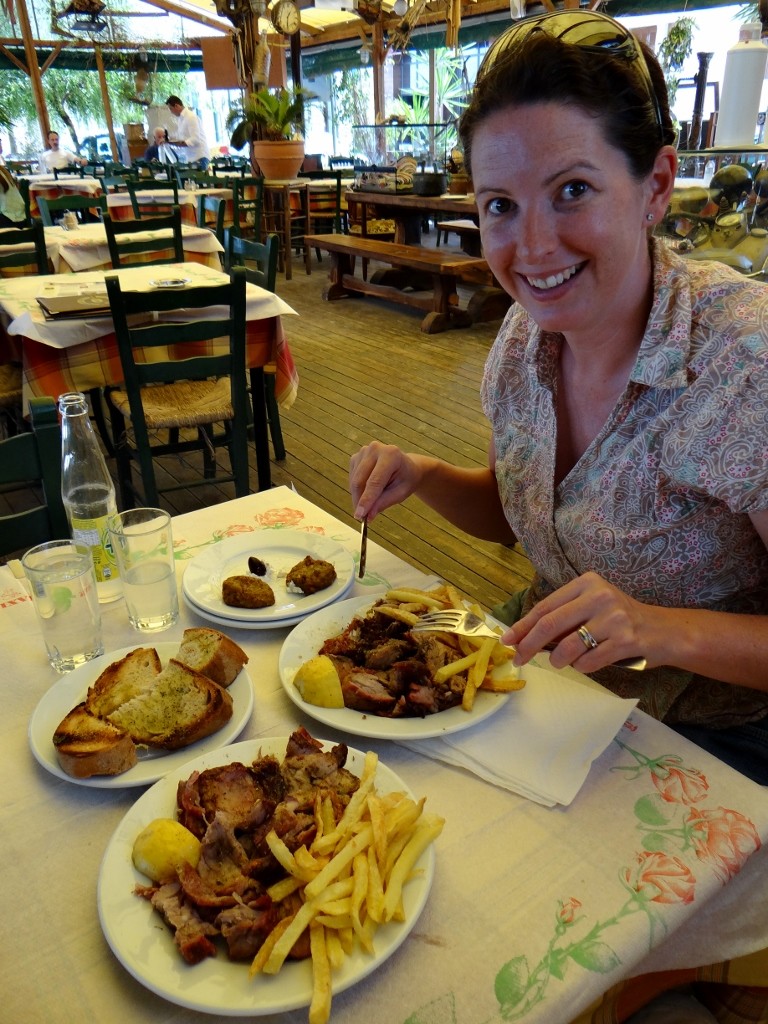 Lamb, chips, fried bread and courgette balls :)
