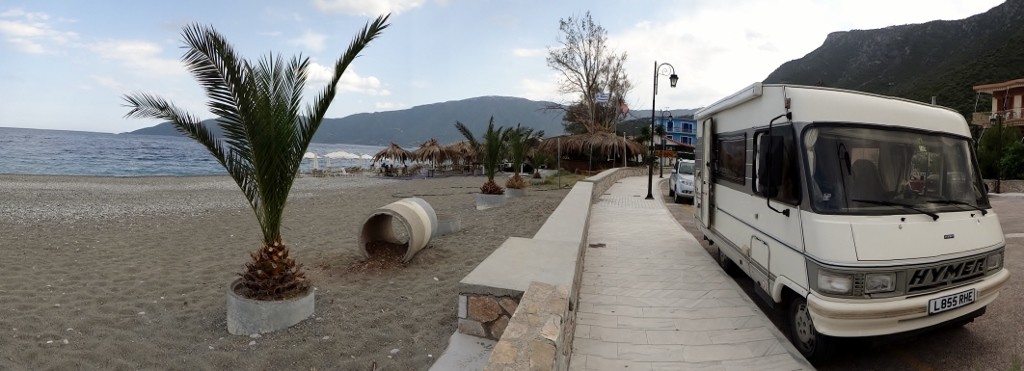 Dave's initial kipping spot in Plaka until we spotted the no camping, motorhomes this way signs