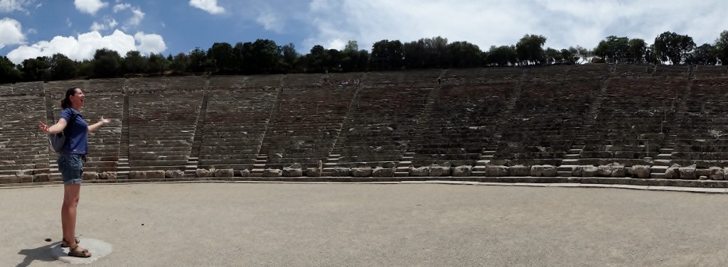 Singing to the world, well to the five other people in the theatre!