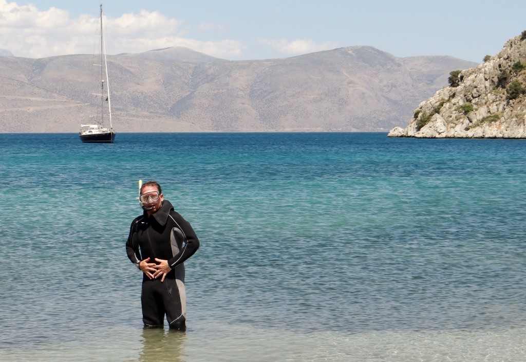 ...less than five minutes later he's back, a change of clothes is required - the sea around here is chilly!