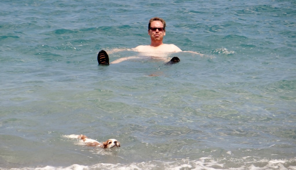 The boys having a swim 