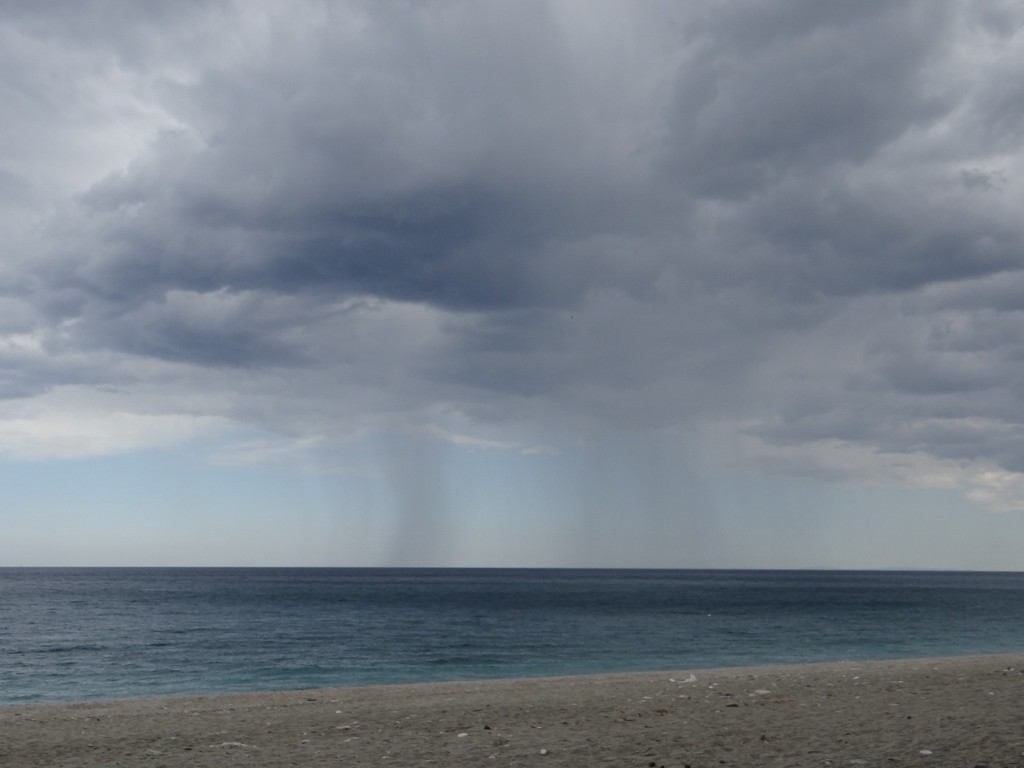 The rain on its way to drench someone else