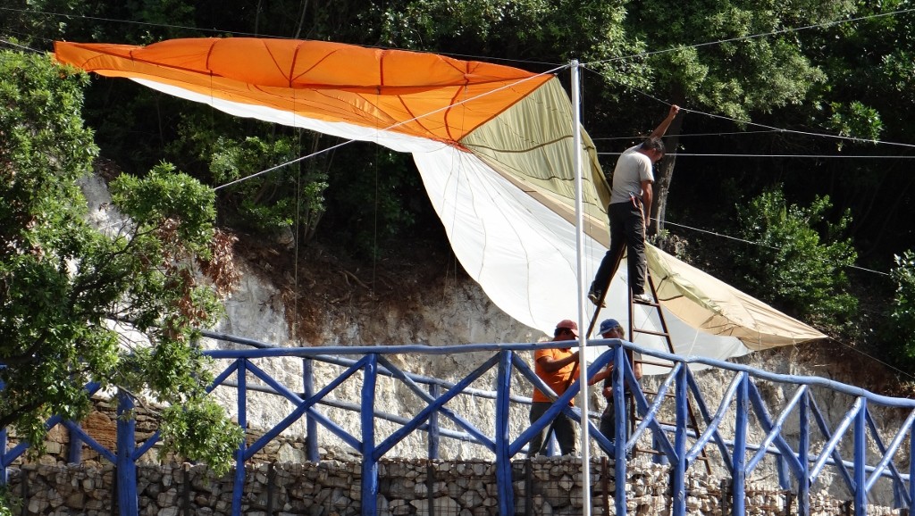 Parachute men busy at work.