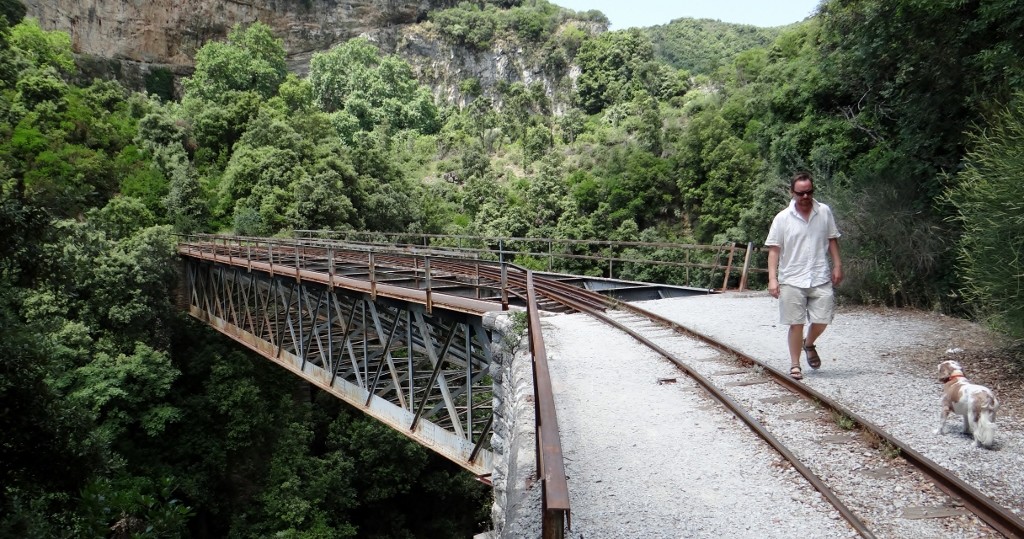 Charlie back steps in a hope to outrun Jay and not be carried over the bridge - he hates bridges (Charlie not Jay)
