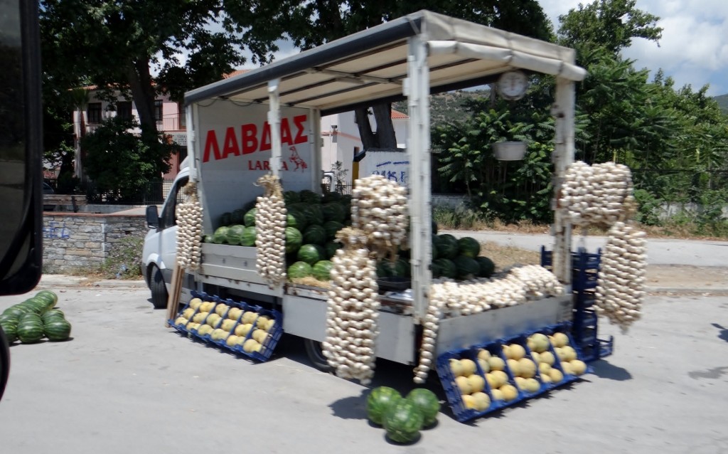 Roadside fruit stalls are now all melons and garlic - orange season must be coming to an end