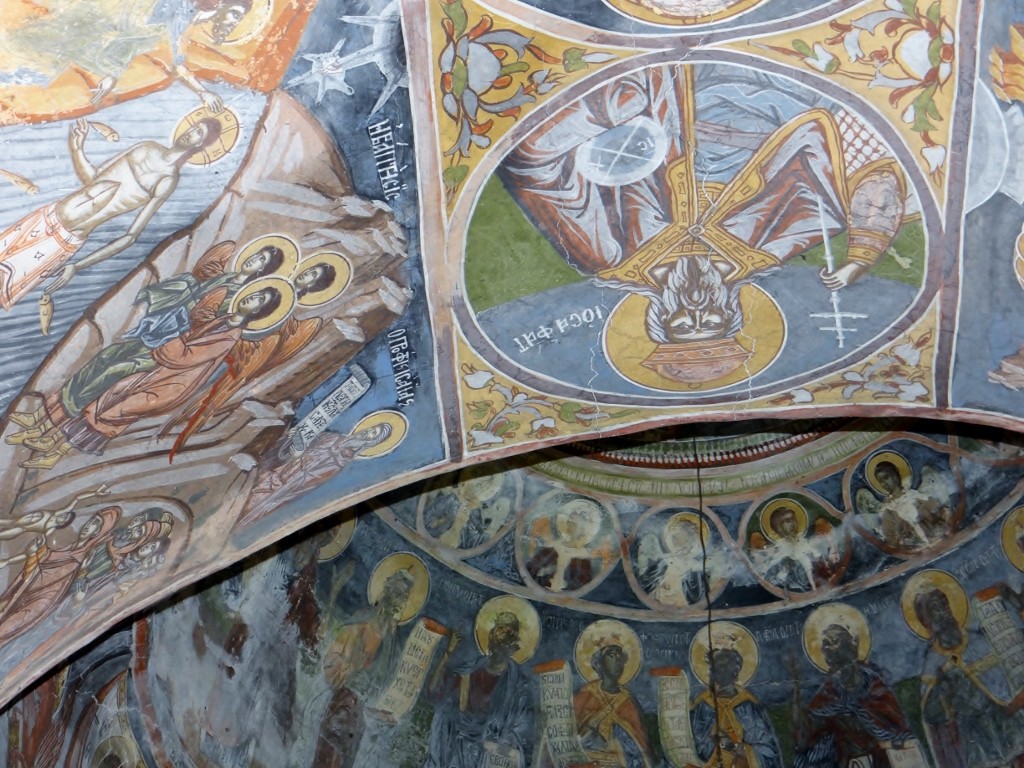 Frescoes in the little church next to Dave - all locked up and seemingly abandoned.