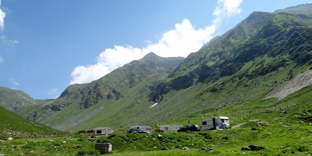 Surely the highest caravan park.....in the world. We were tempted to join them, but ploughed on.