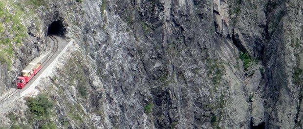 The little tourist train making it's way up the mountain side