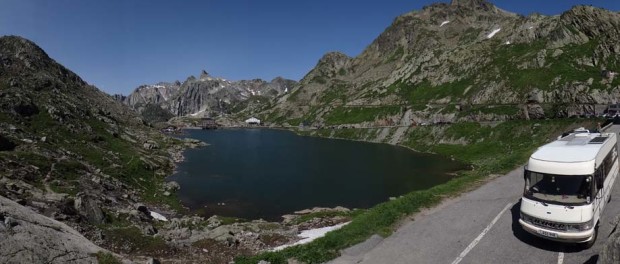 Dave's sleeping spot at the top of the Grand St Bernard Pass, 2469m above sea level.