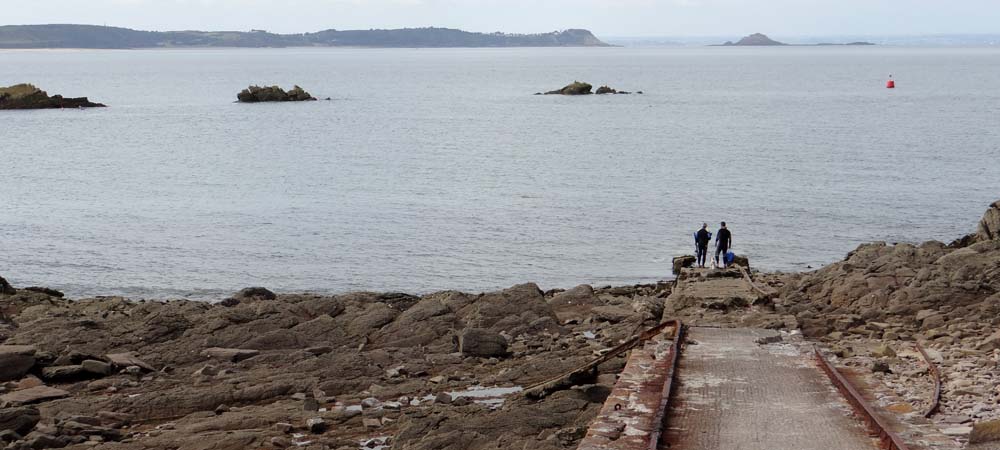 At the end of the slipway working out a plan of attack